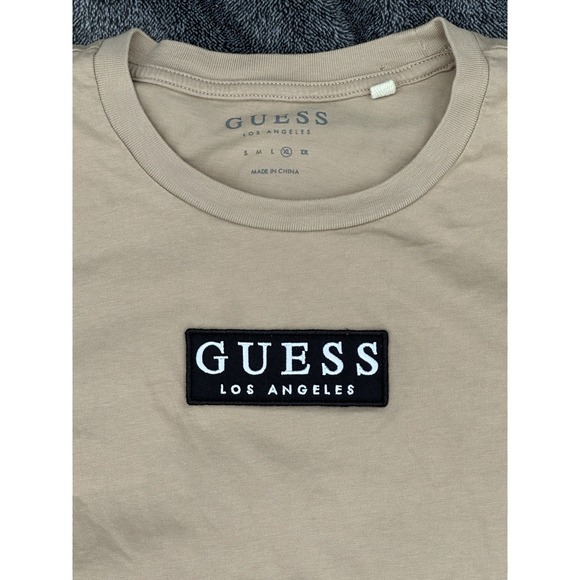 Guess Los Angeles Men's XL Tan Logo T-Shirt Short Sleeve Cotton Tee - Picture 5 of 13
